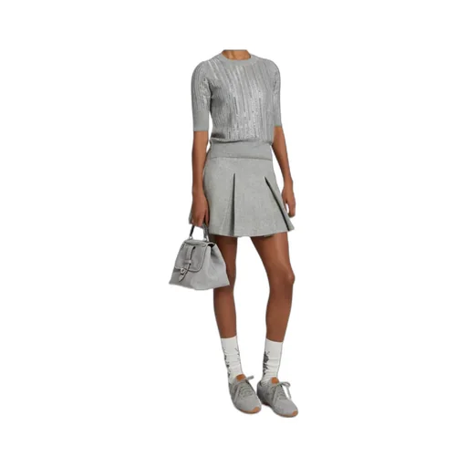 Virgin Wool, Cashmere And Viscose Top With Baguette Crystals