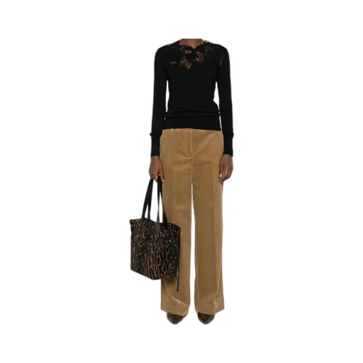 Floral-Lace Neckline Sweater