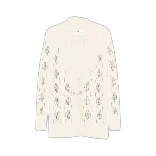 Sequin-Embellishment Cable-Knit Cardigan