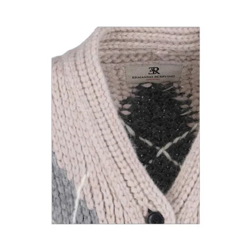 Argyle-Pattern Pocket Cardigan
