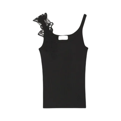Rebrode Lace Ribbed-Knit Vest