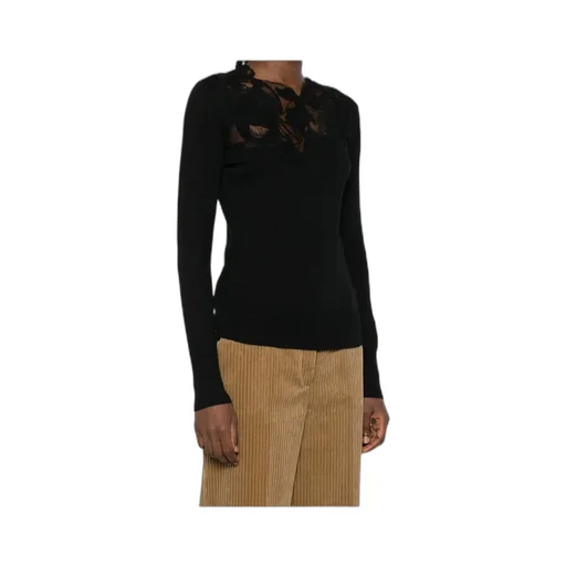 Floral-Lace Neckline Sweater