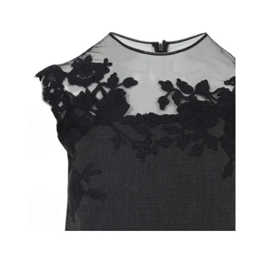 Lace-Embellished Wool Dress