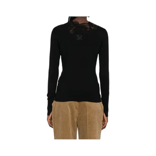 Floral-Lace Neckline Sweater