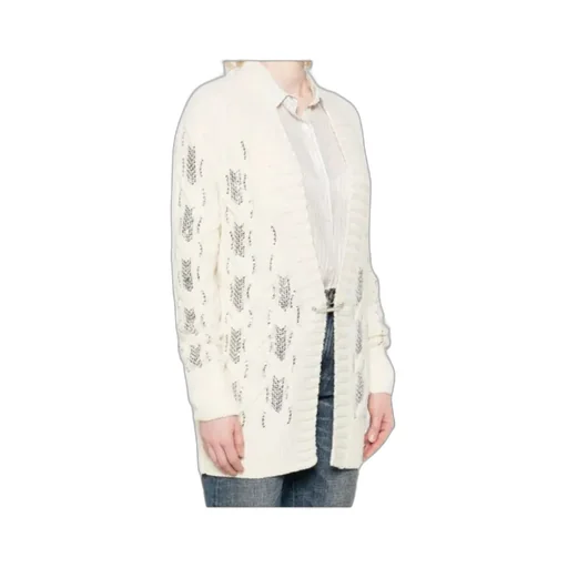 Sequin-Embellishment Cable-Knit Cardigan