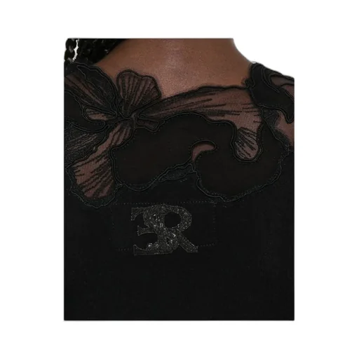 Floral-Lace Neckline Sweater