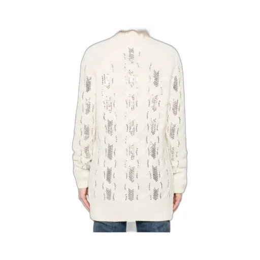 Sequin-Embellishment Cable-Knit Cardigan