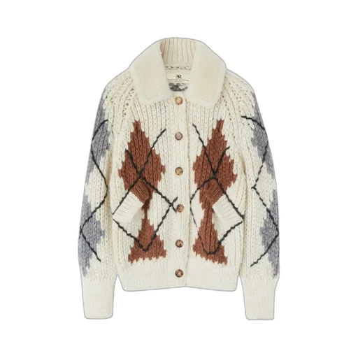 Shearling-Collar Cardigan