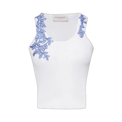 Lace Embroidery Ribbed Top