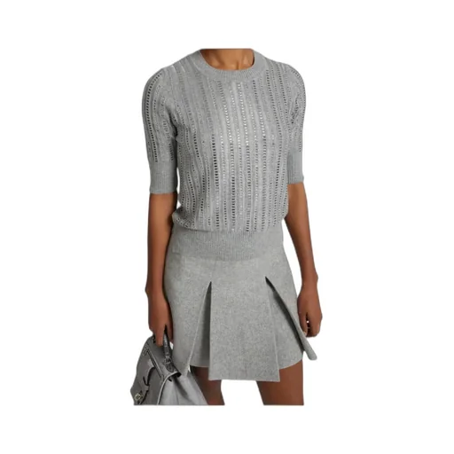 Virgin Wool, Cashmere And Viscose Top With Baguette Crystals