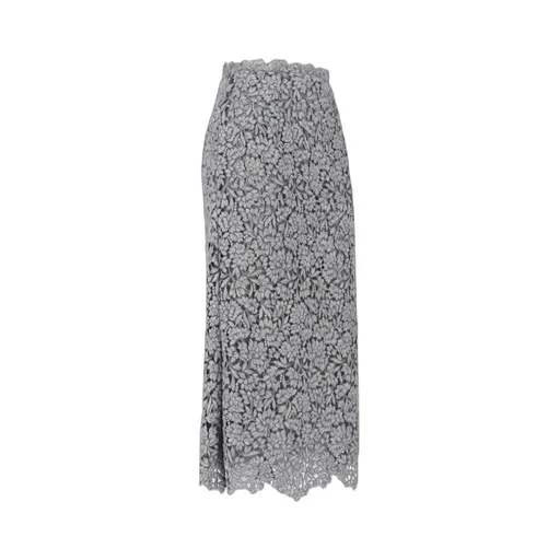 Floral-Lace Scalloped Hem Skirt