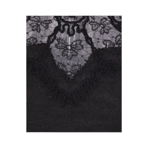 Lace-Insert Turtleneck Top