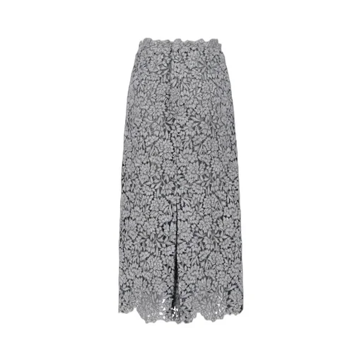 Floral-Lace Scalloped Hem Skirt