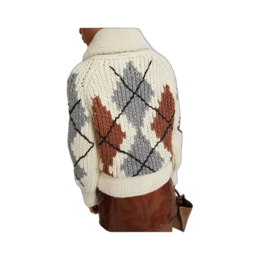 Shearling-Collar Cardigan