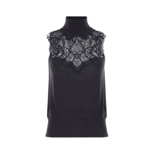 Lace-Insert Turtleneck Top