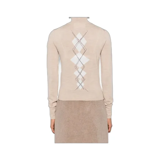 Diamond-Pattern Turtleneck Top