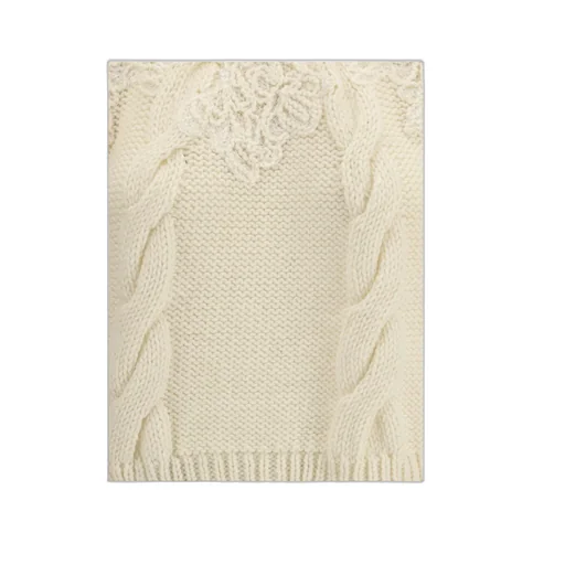 Lace-Insert Cable-Knit Sweater