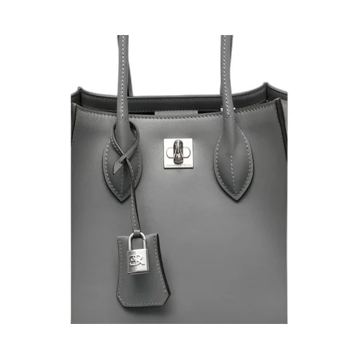 Maggie Padlock Leather Tote Bag