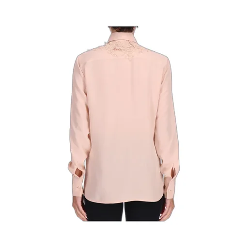 Lace-Panel Curved Hem Shirt