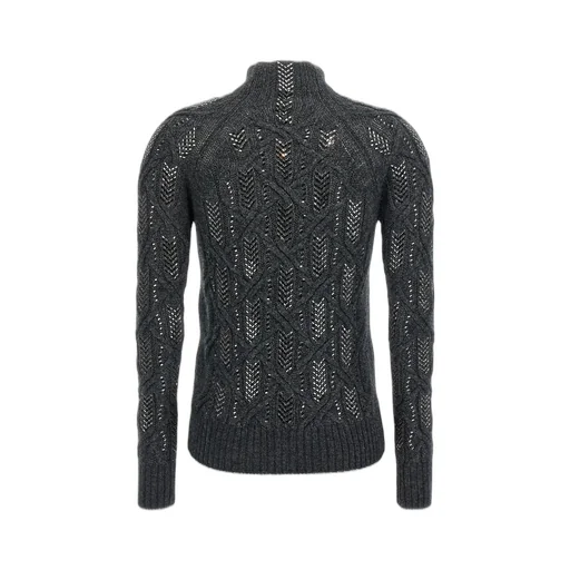 Crystal-Embellished Cable-Knit Sweater