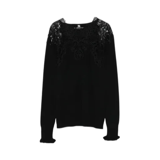 Lace-Trimmed Merino Wool T-Shirt