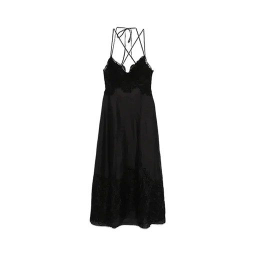 Halterneck Lace-Detailed Midi Dress