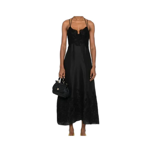 Halterneck Lace-Detailed Midi Dress
