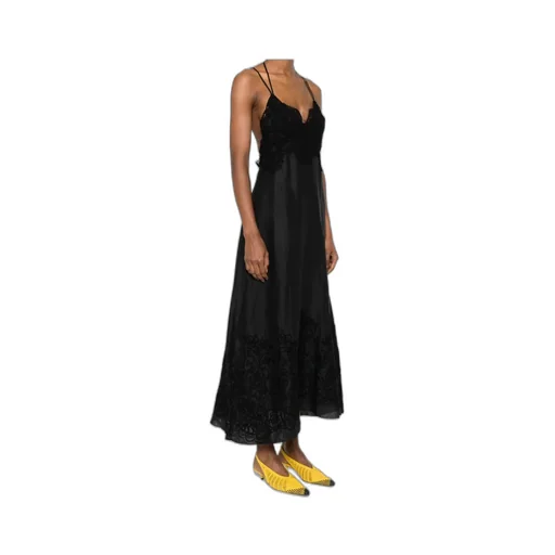 Halterneck Lace-Detailed Midi Dress