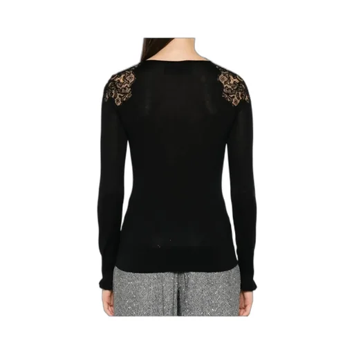 Lace-Trimmed Merino Wool T-Shirt