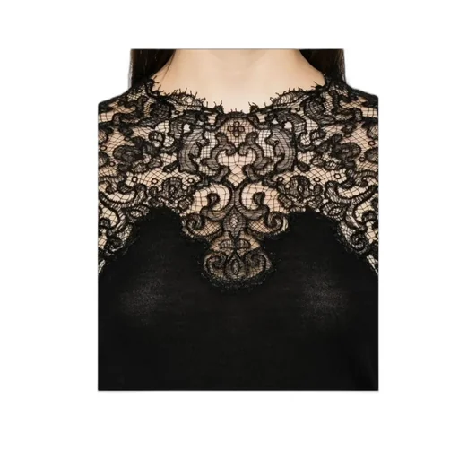 Lace-Trimmed Merino Wool T-Shirt