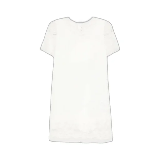 Lace-Trimmed Short-Sleeved Dress