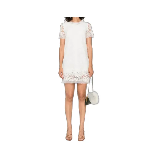 Lace-Trimmed Short-Sleeved Dress