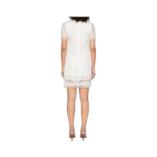 Lace-Trimmed Short-Sleeved Dress