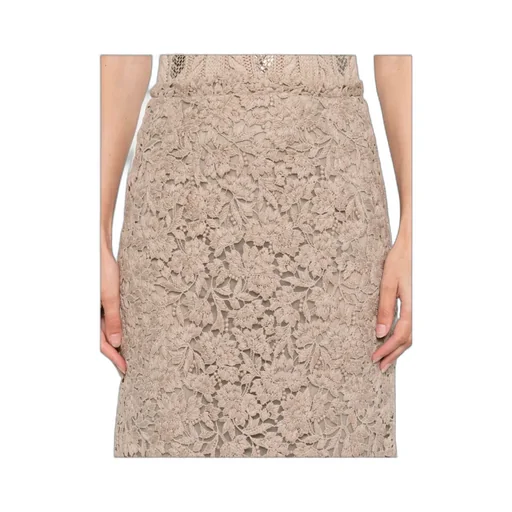 Floral-Lace Midi Skirt