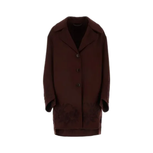 Motif-Embroidered Drop-Shoulder Coat