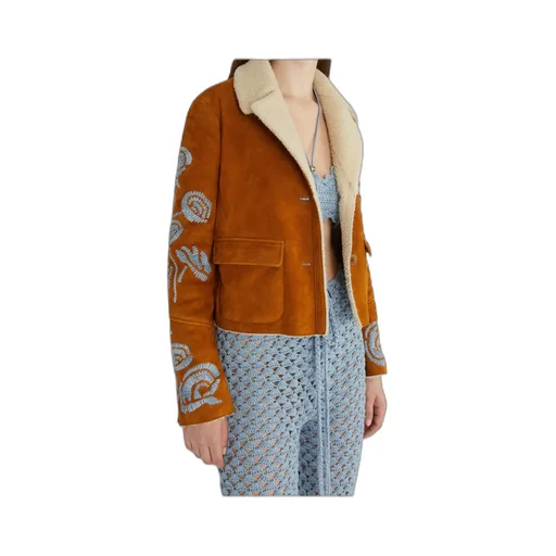 Floral-Embroidered Shearling Jacket