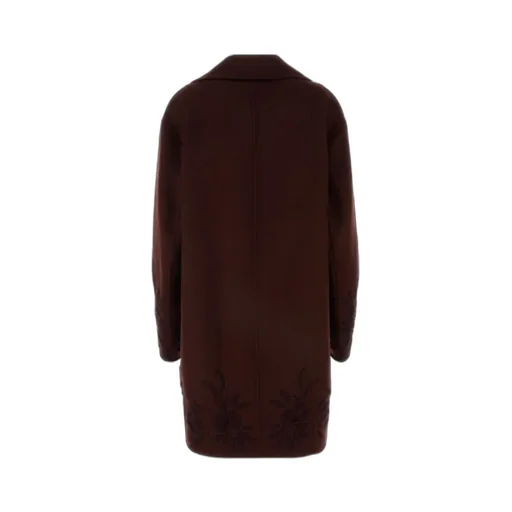 Motif-Embroidered Drop-Shoulder Coat