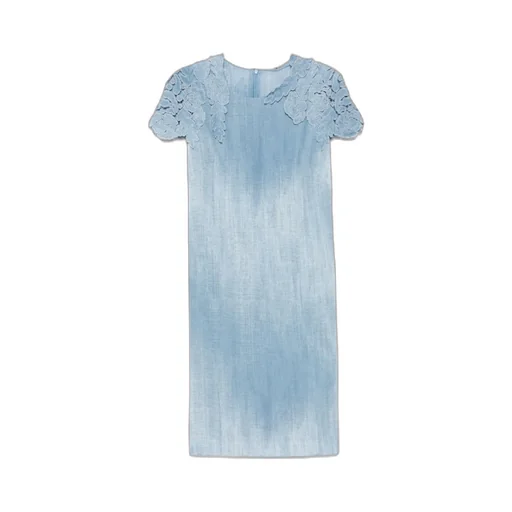 Denim-Print Midi Dress