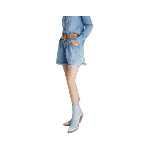 Lace Panelled Denim Shorts