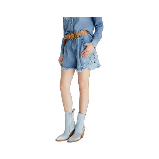 Lace Panelled Denim Shorts