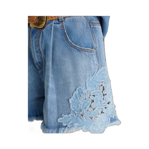 Lace Panelled Denim Shorts