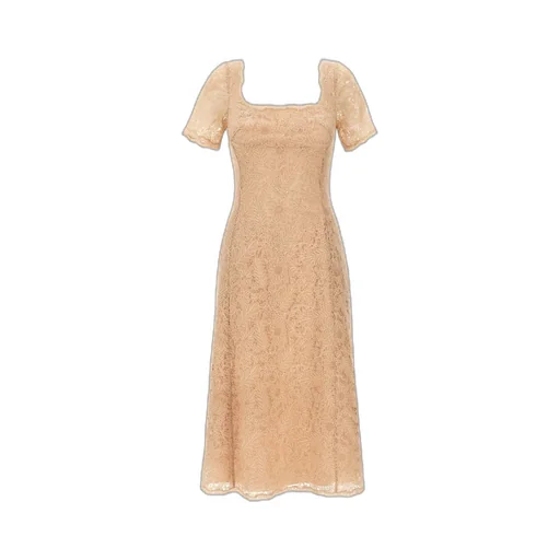 Floral-Lace Square Neck Midi Dress