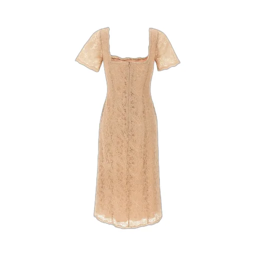 Floral-Lace Square Neck Midi Dress