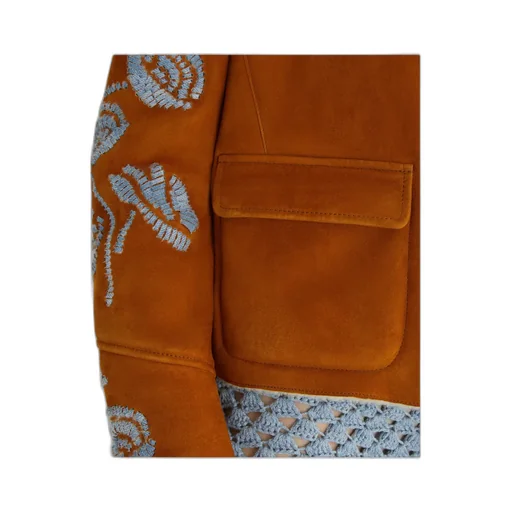 Floral-Embroidered Shearling Jacket