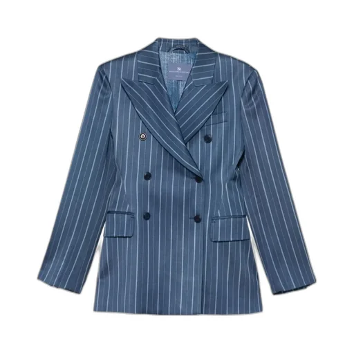 Striped Double-Breasted Blazer