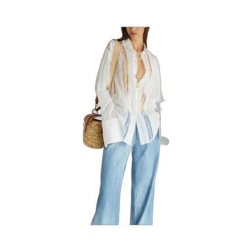Floral-Lace Semi Sheer Shirt