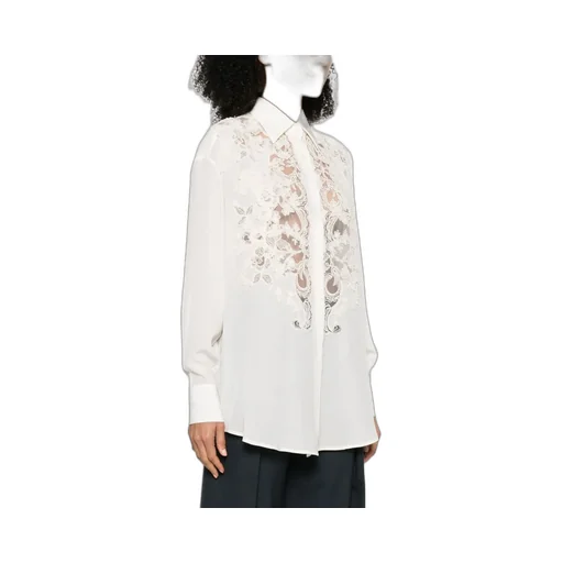 Floral-Lace Silk Shirt