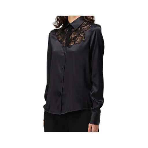Lace-Trim Satin Shirt
