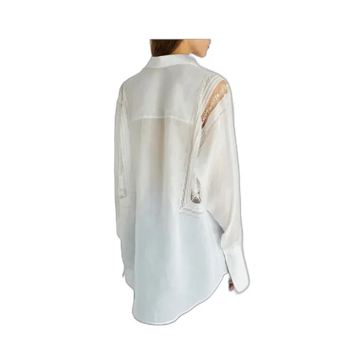 Floral-Lace Semi Sheer Shirt