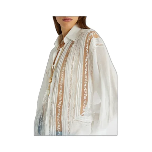 Floral-Lace Semi Sheer Shirt